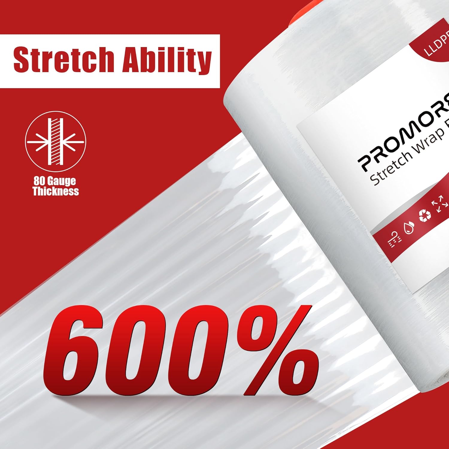 Mini Clear Stretch Wrap Film,80 Gua, for Pallet Wrap with Plastic Handle