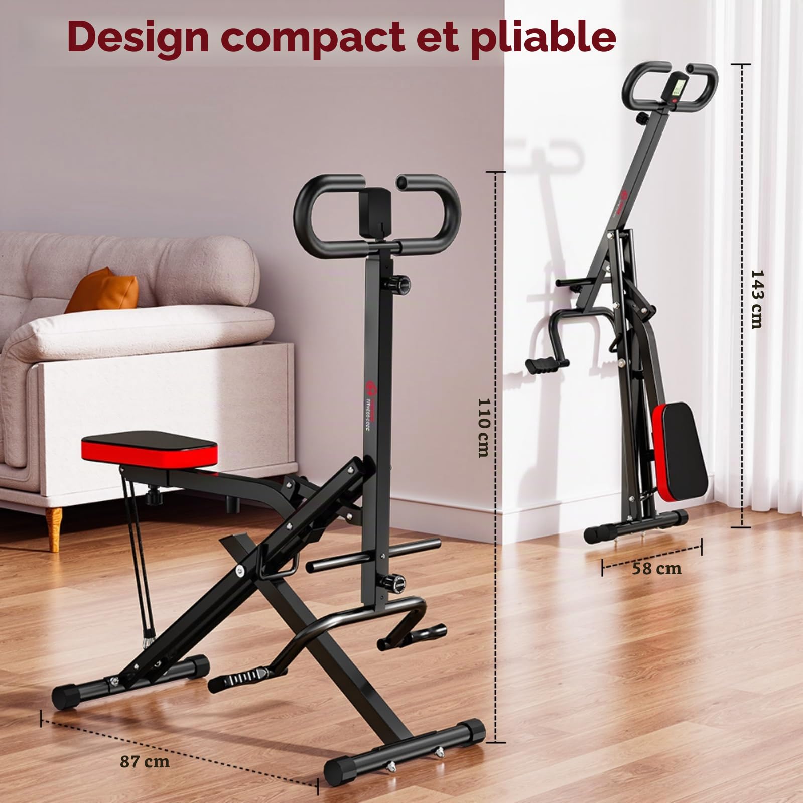 Machine à Squat Pliable, Équipement Fitness pour Maison, Appareil d'Assistance pour Squat et Rameur, Entraîneur Abdominal et Gainage, Pliable, Machine de Musculation Complète du Corps à Domicile
