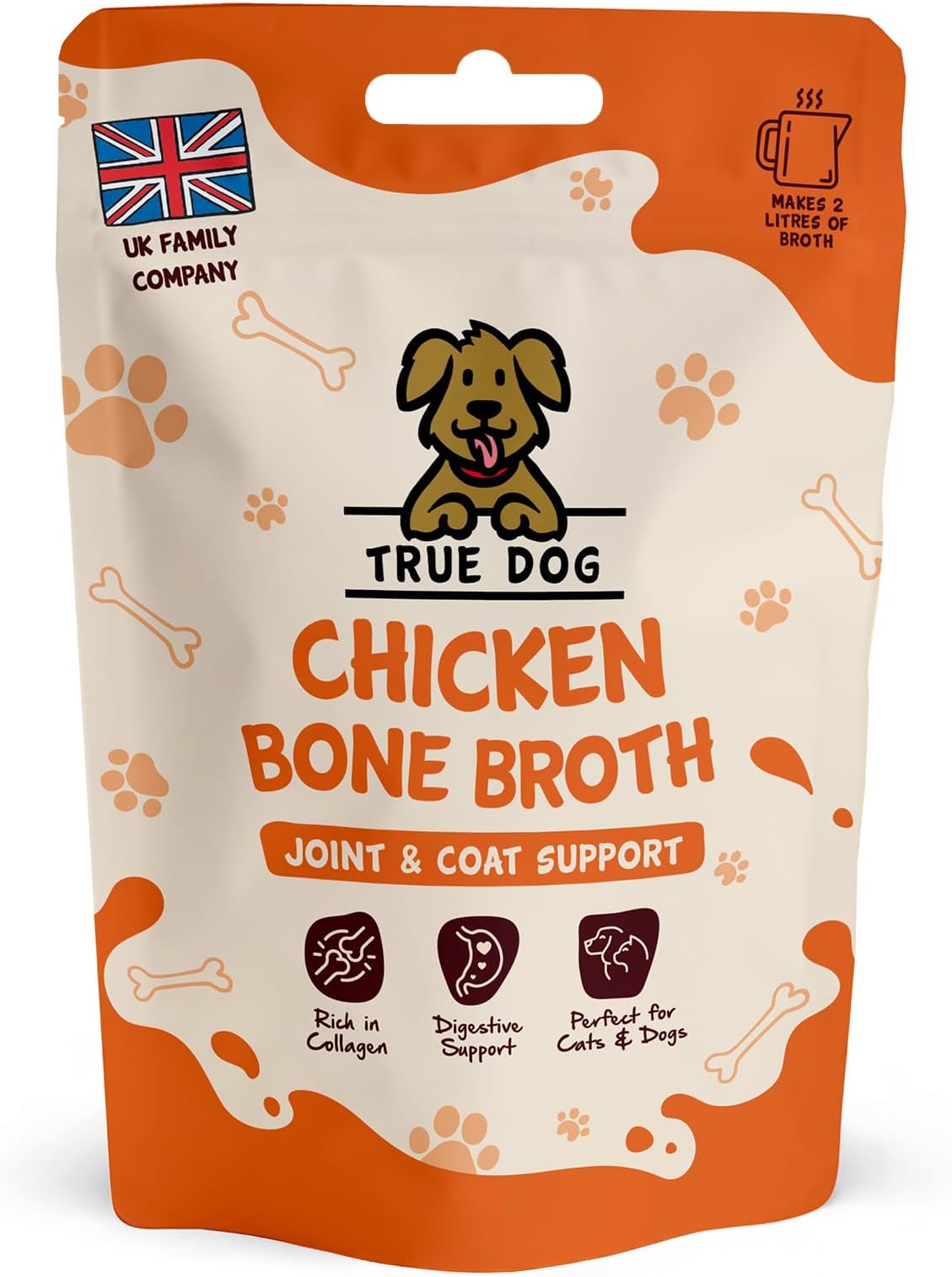 Chicken Bone Broth Powder, 100% Pure Chicken Protein Powder for Cats & Dogs | Joint, Digestion & Gut support | Makes 2ltrs | High in Collagen | 20 Servings 60g