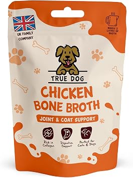 True Dog Chicken Bone Broth Powder, 100% Pure Chicken Protein Powder for Cats & Dogs | Joint, Digestion & Gut support | Makes 2ltrs | High in Collagen | 20 Servings 60g
