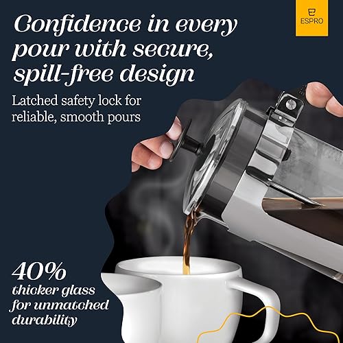 Miniatura 6 de Espro cafetera con prensa P5  32 onzas, de vidrio y acero inoxidable, FFP, Empaque original, 18 onza, VidrioAcero inoxidable