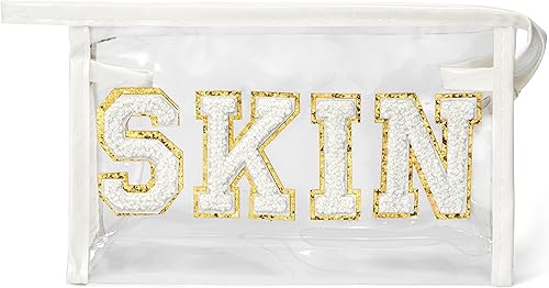 Parche colorido bolsa de cosméticos de verano Varsity carta cosmética neceser estético impermeable portátil bolsa de uso diario embrague PVC