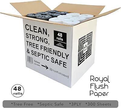 100% Bamboo Toilet Paper - 48 Roll Box of Sustainable, Septic Safe Eco Friendly Toilet Paper, 3ply, 300 sheets, Tree free, Chlorine Free, Plastic Free, FSC Certified