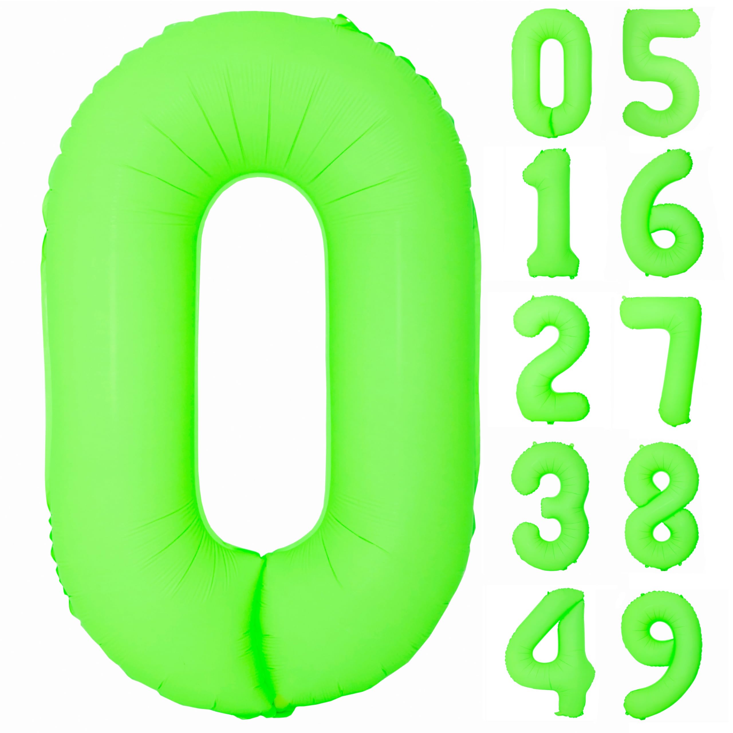 40 IN Green Birthday Number 0 Balloons Fluorescent Green Balloon Helium Foil Balloons For Boys Girls Birthday Wedding Baby Shower Fluorescent Party