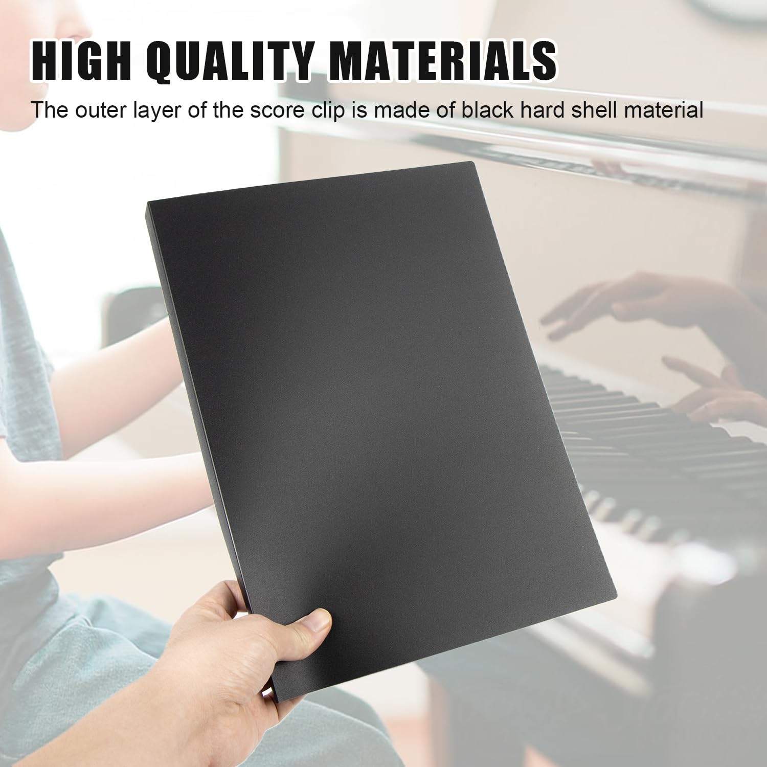 Chemises pour Partitions, Dossier de Partition Musique Format A4 avec 40 Pochettes, Classeur de Fichiers Musicaux Noir Trieur Document avec 10 Trombones pour Guitare Violon Piano Musiciens