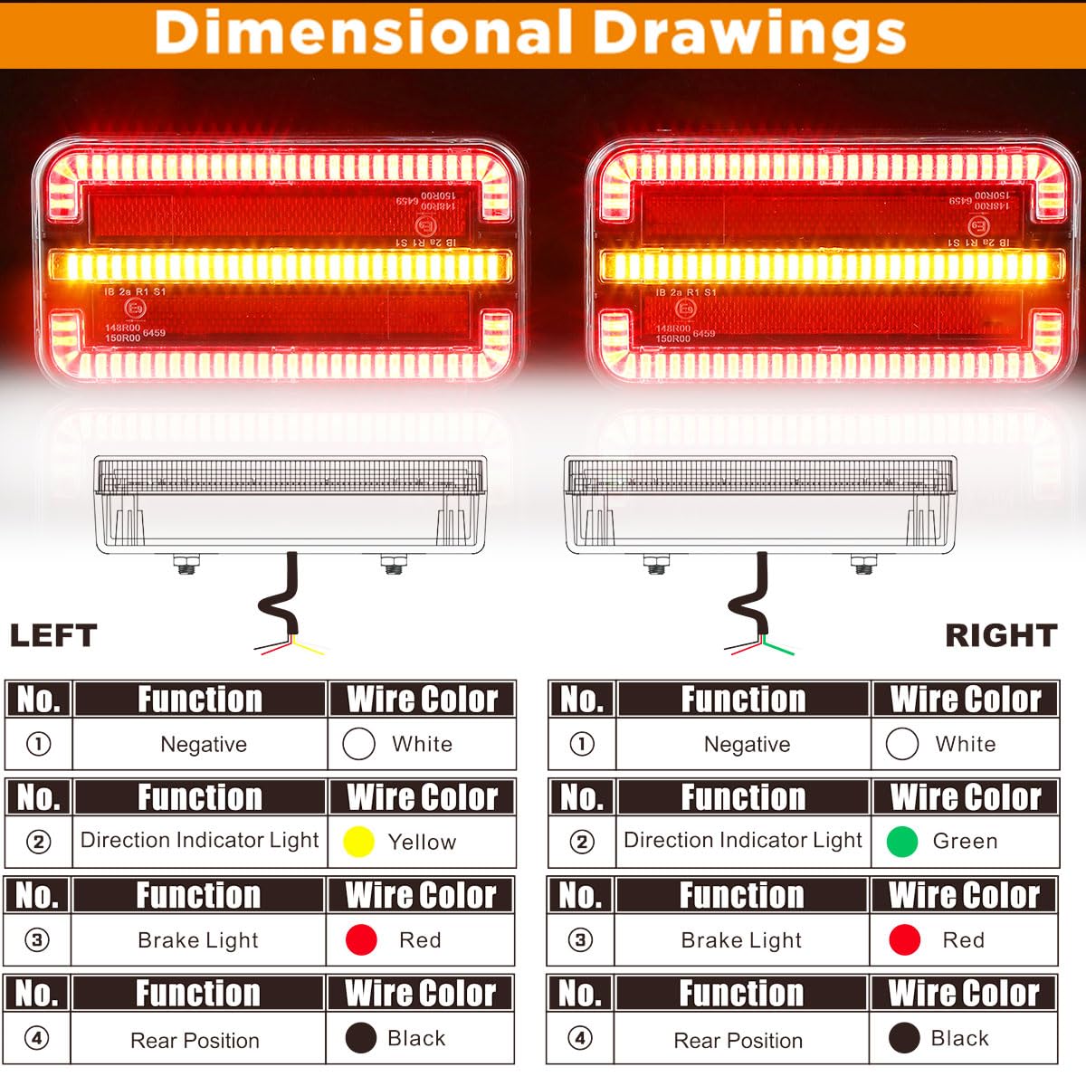 2xAnhänger Rückleuchten Led 4Funktion 12/24v Beleuchtung Anhänger Lichter Wasserdicht
