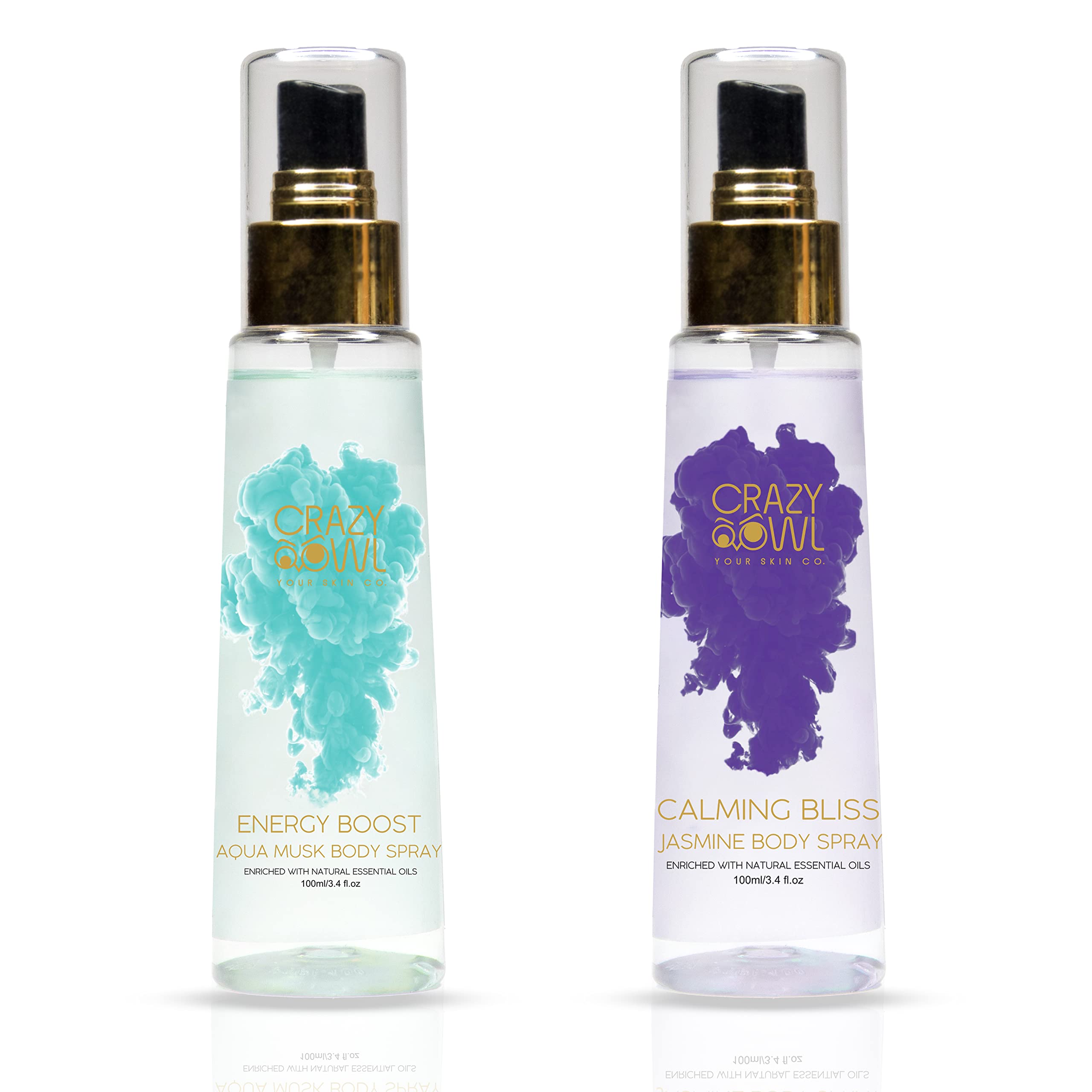 CRAZY OWL Aqua Musk, and Jasmine Body Spray Combo | Set of 2 | Strong | Long Lasting | Perfect For Daily Use | Body Sprays for Men and Women
