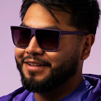 goodr Keeping a High Profile Polarized Sunglasses for Men & Women, Large Sized (FLG), Dark Purple Solid Frame with Purple Lens