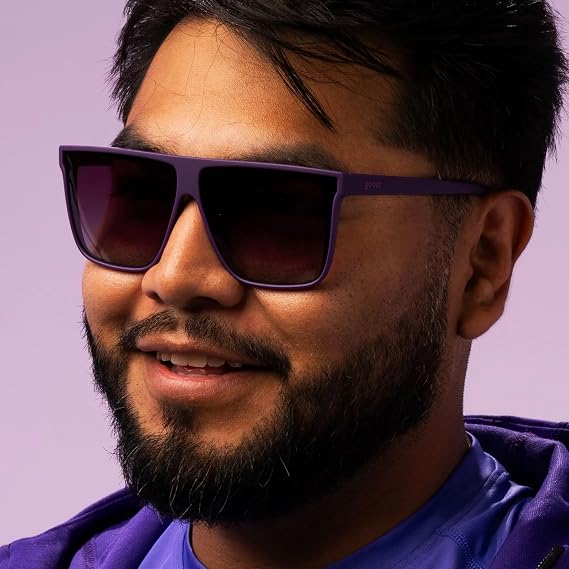 goodr Keeping a High Profile Polarized Sunglasses for Men & Women, Large Sized (FLG), Dark Purple Solid Frame with Purple Lens