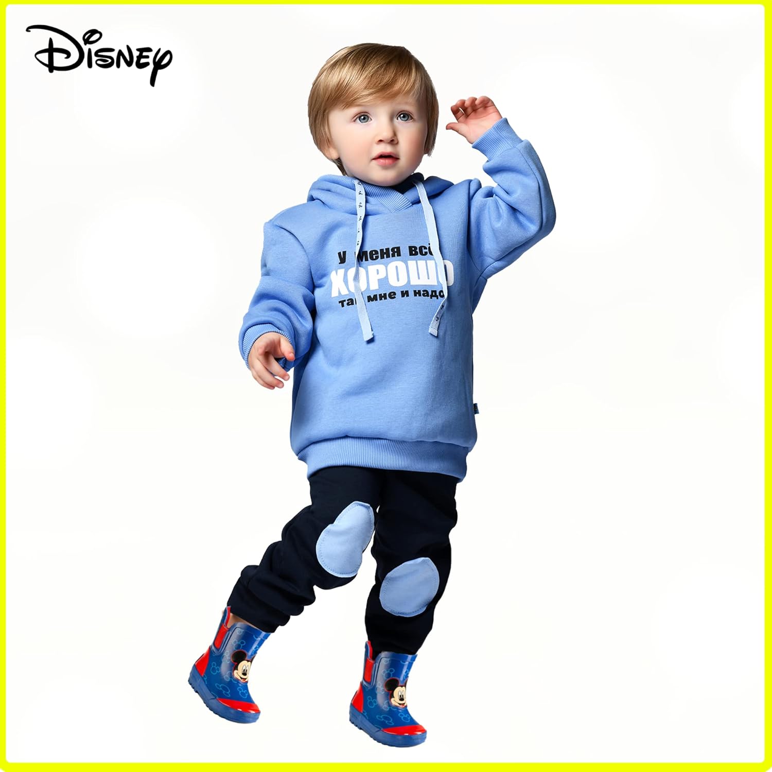 Disney Mickey Mouse Kids' Mid-Height Waterproof Rubber Boots – Easy Slip-On – Boys and Girls – Toddler/Little Kid Sizes