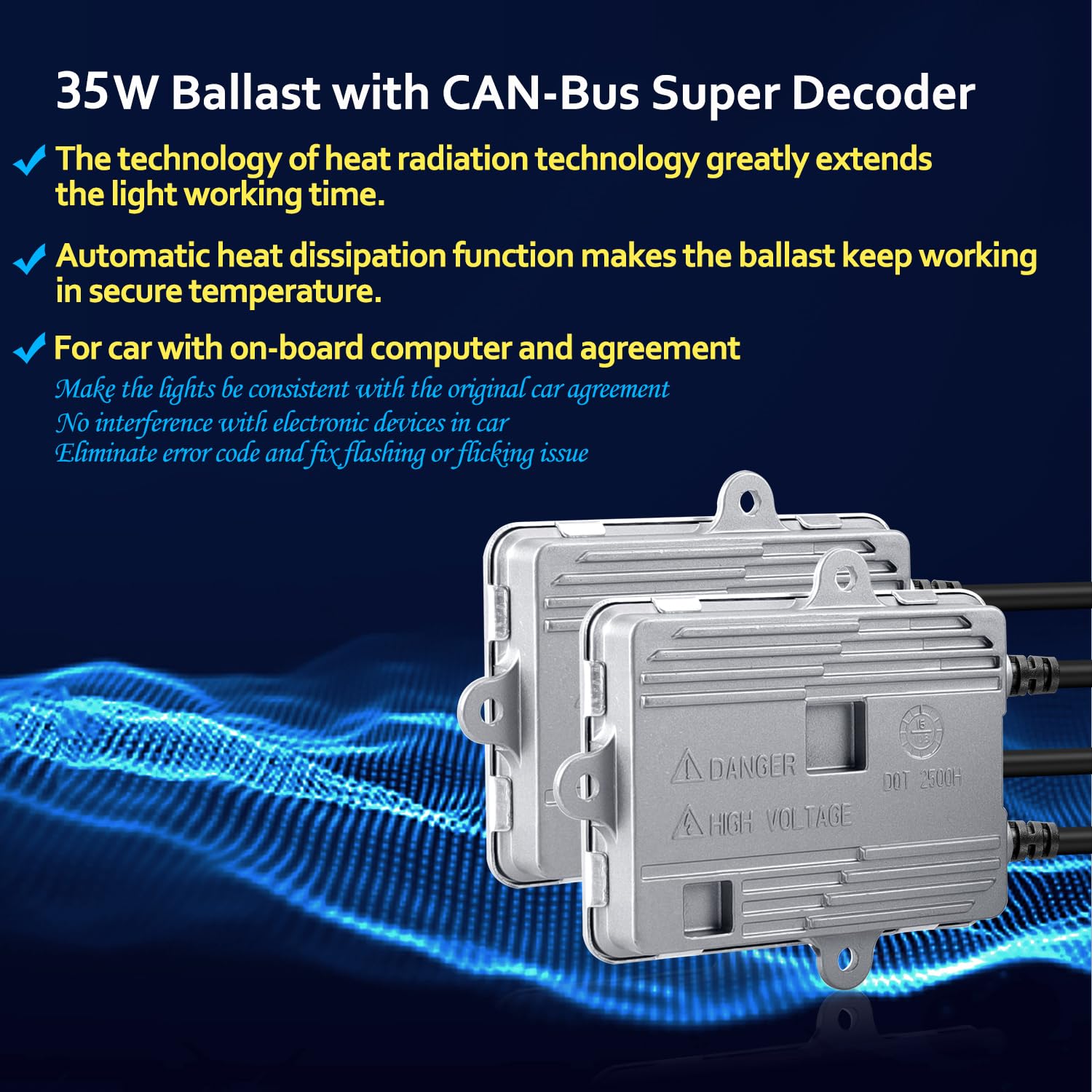 WinPower 35W HID-Vorschaltgerät steuergerät AC Xenon Brenner Treiber mit Canbus-Decoder für Hid-Umbausatz H1 H3 H4 H7 H8 H9 H11 HIR2 HB3 HB4 H15 H13 usw., 2 Stück