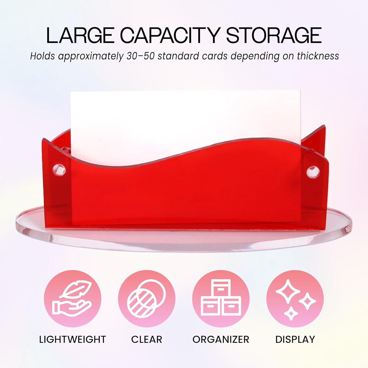 Beauticom Modern Style Business Card Holder Organizer Stand Display for Offices, Receptionist, Salons, and Businesses (Red, 12 Pieces)