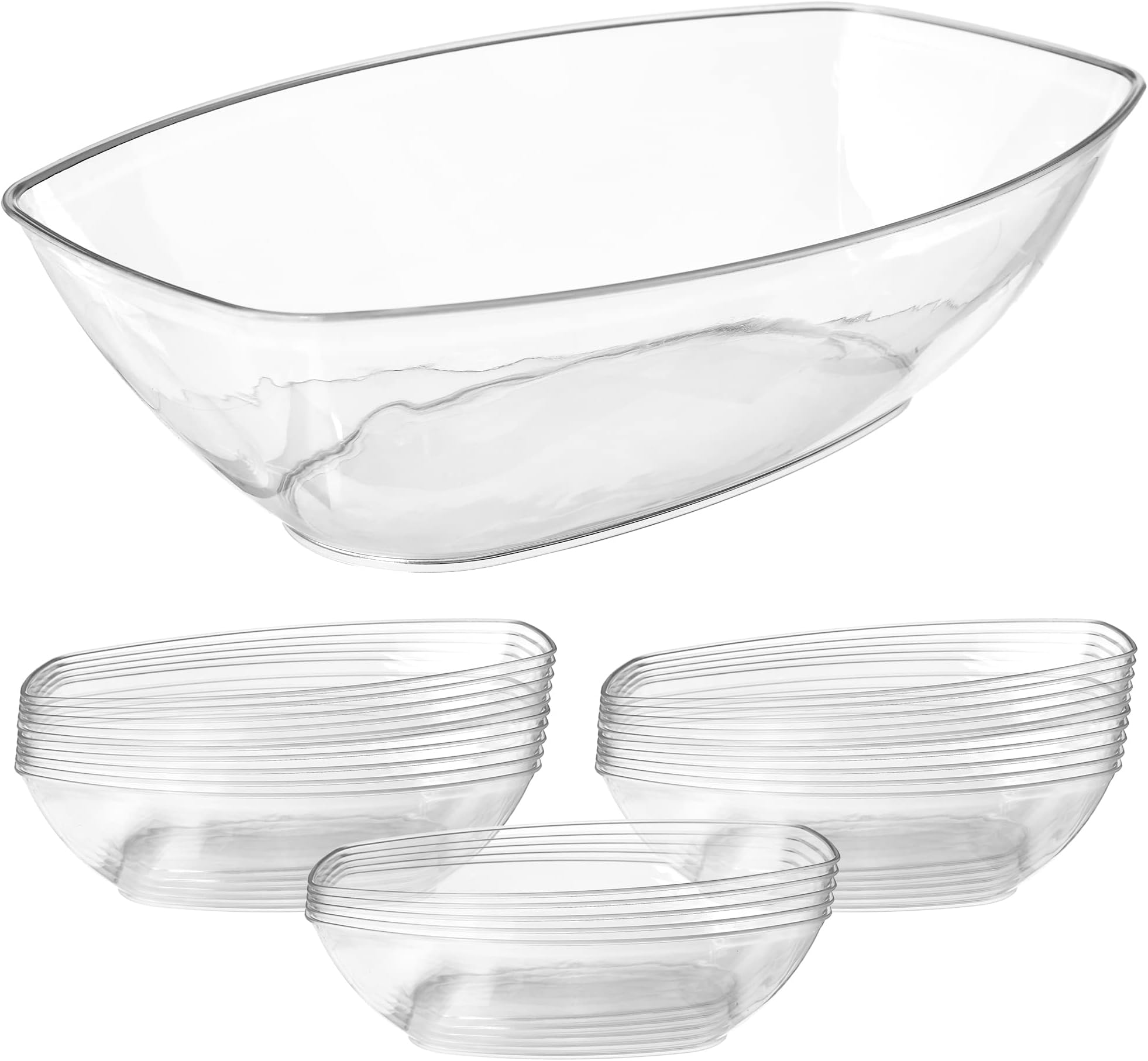 Maryland Crystal Clear Polystyrene Oval Salad Bowl (12") 1 Pc. Elegant & Durable