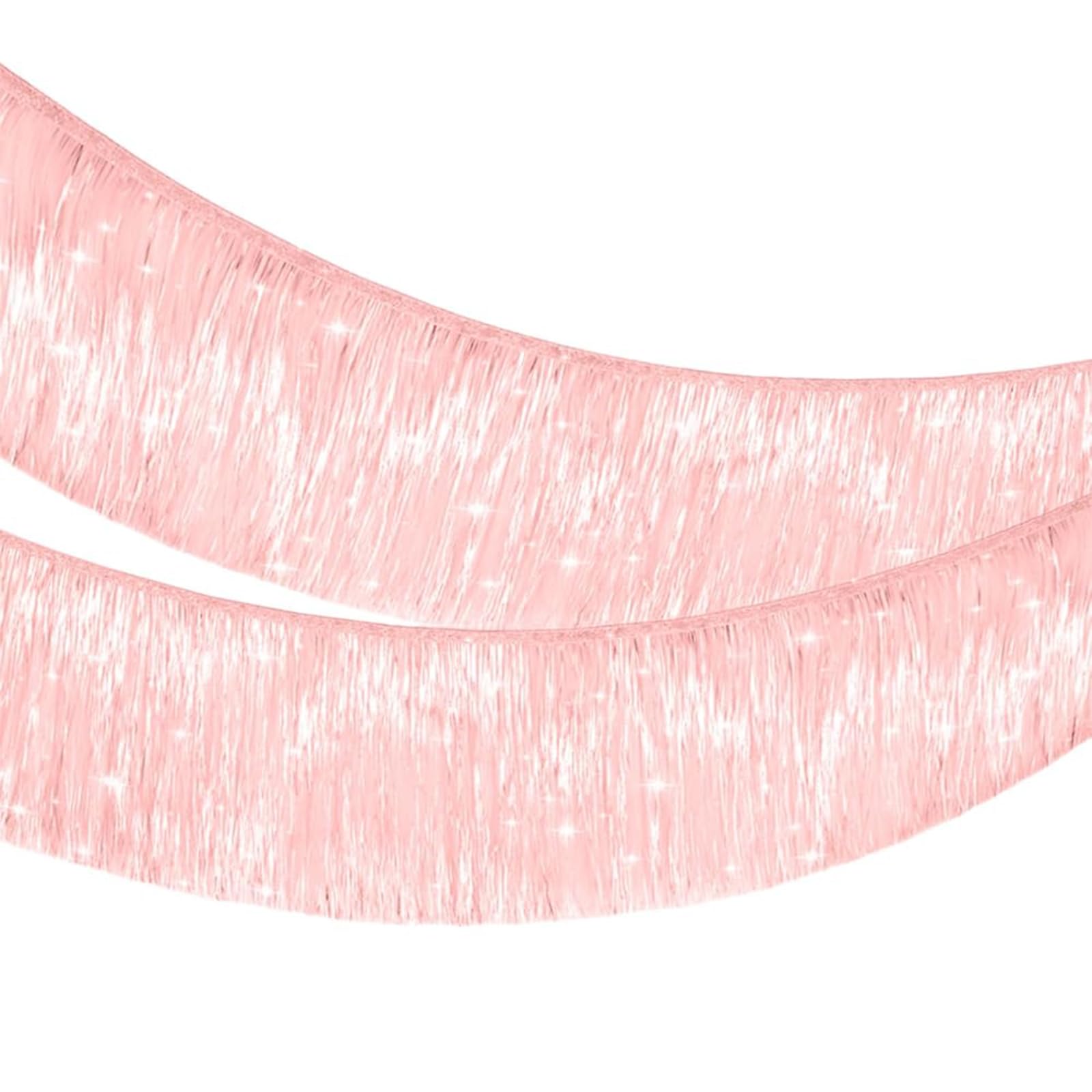 AURALIN 2 Pack Pink Fringe Garland (2m x 20cm) Sparkly Metallic Foil Tinsel Fringing Shiny Wall Hanging Streamers Backdrop for Halloween New Year's Eve Birthdays & Parade Floats