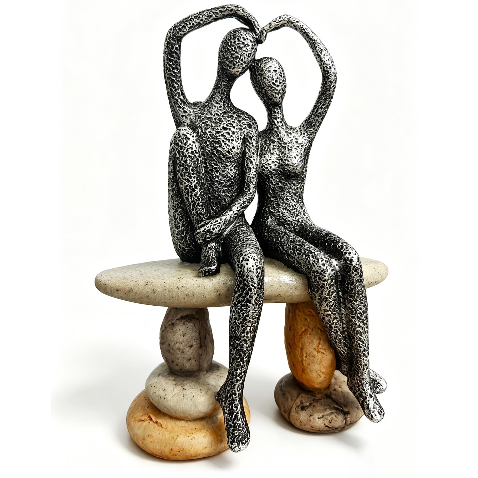 Kityemo Romantic Couple Resin Sculpture, Heart-Shaped Ornament