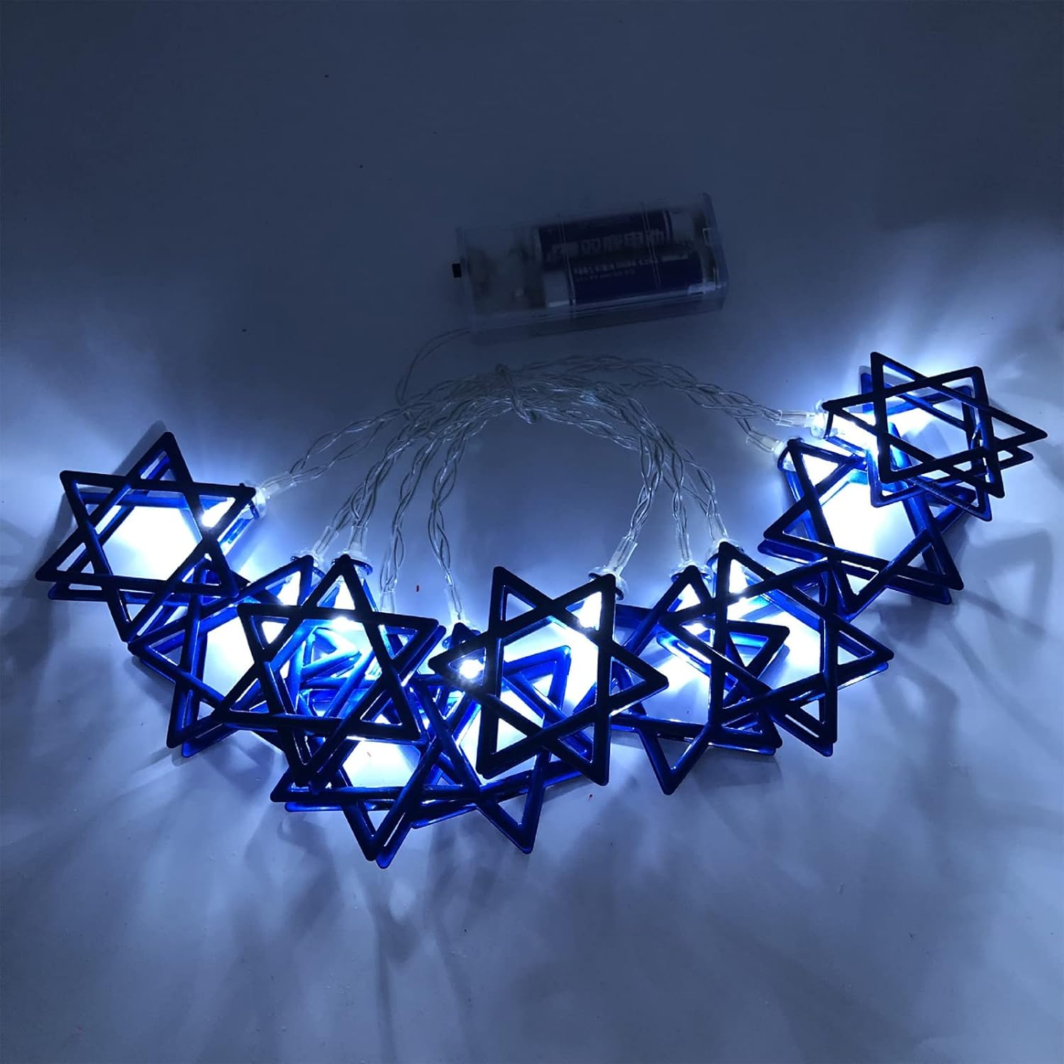ZWMBYN Hanukkah Star String Twinkle Lights Battery Operated, Blue LED