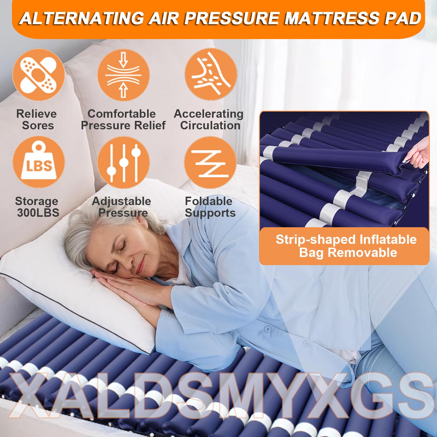 Genérico Colchon Antiescaras 90x195cm, Colchón Antiescaras De Presión Alternante, Colchón Lactancia para Alivio Presión y Escaras, con Bomba Silenciosa - Poco Ruidoso 30db, Airbag Desmontable,Blue a