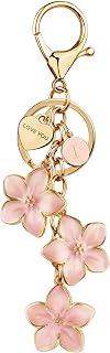 Initial Keychain Big Flower Cute Keychain Girl Purse Charms for Handbag Cute Letter Keyring for Backpack