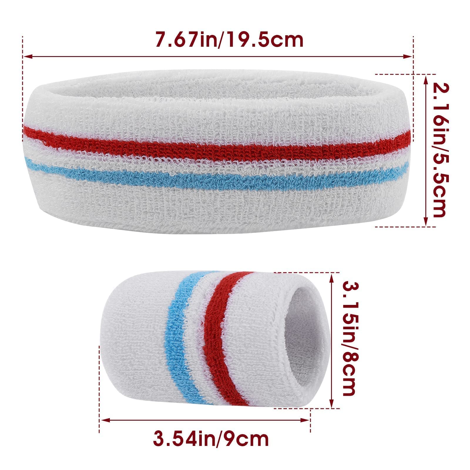 Yolev 3 Pezzi di Fascia Sportiva per il Sudore Set di Fascia Sportiva a Righe da Polso per Uomini e Donne Fitness Corsa Accessori Sportivi