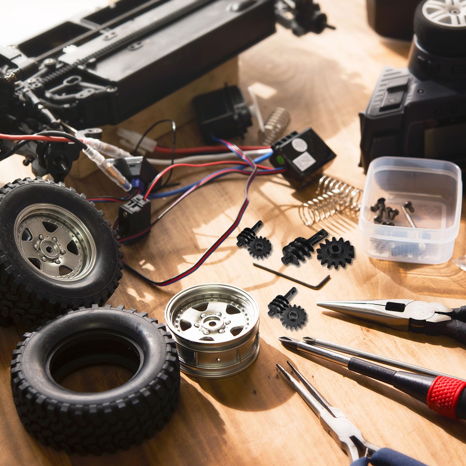 MECCANIXITY Juego de 2 diferenciales de eje de acero endurecido, piezas de actualización de engranajes de acero 12T/13T para vehículos RC, camión, pieza de automóvil, color negro