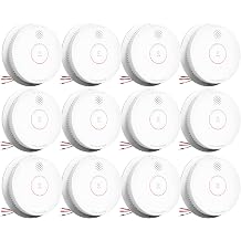 SITERWELL Smoke Detector, Hardwired Interconnected Smoke Detector, Photoelectric Smoke Alarm with 9V Backup Battery, Fire Alarm with Test/Silence Button, UL217-10th Listed, GS562A, 12 Packs