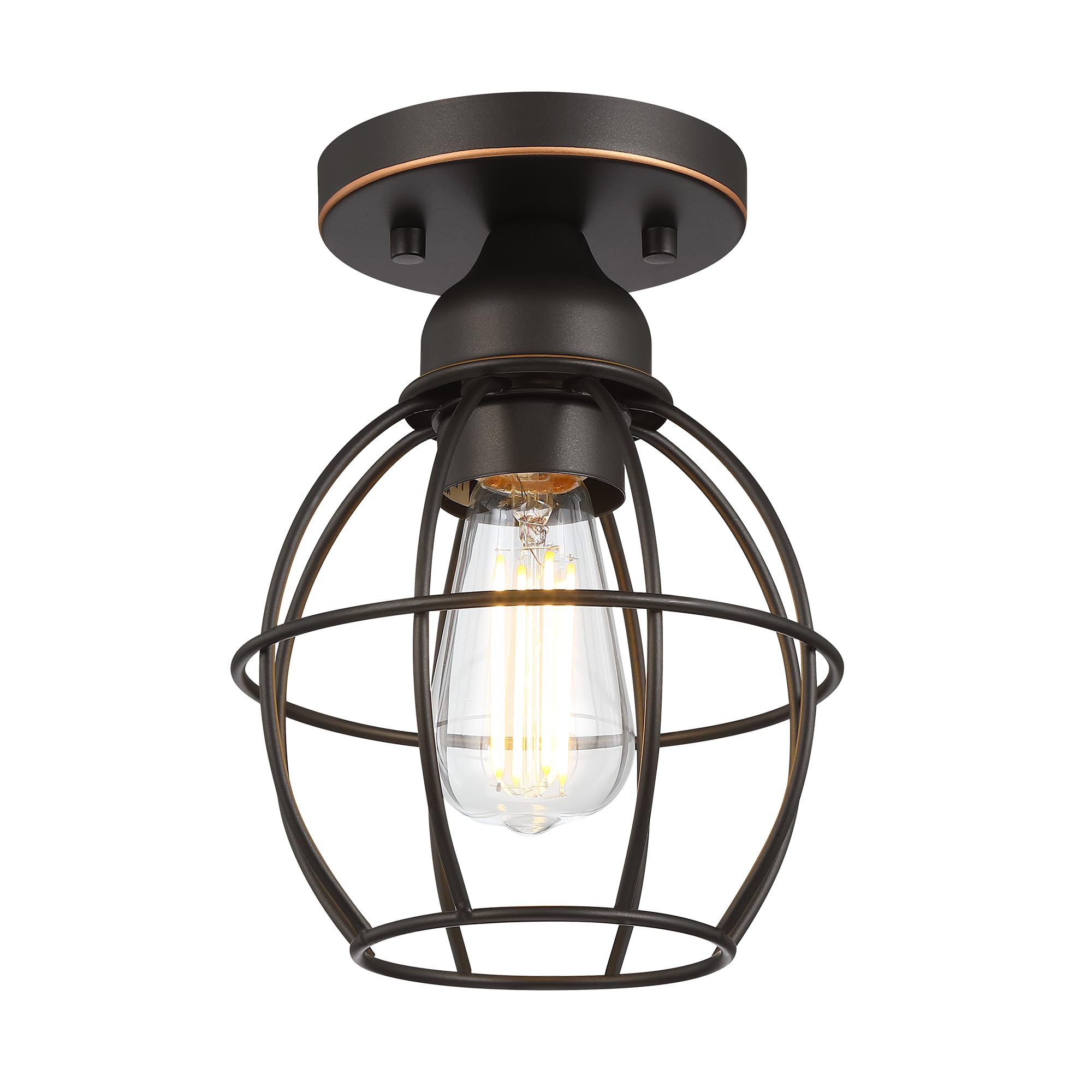 Semi Flush Mount Ceiling Light Fixture, E26 Medium Base, Metal Housing, Bulbs NOT Included, 1-Pack