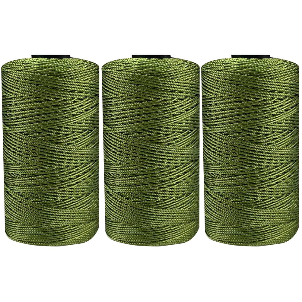 Uposao 3 Strand Twisted Macrame Cord, Light Body Yarn, 1.5mm, 100g/Roll, 3 Rolls, Nylon, Craft Yarn, Type 19