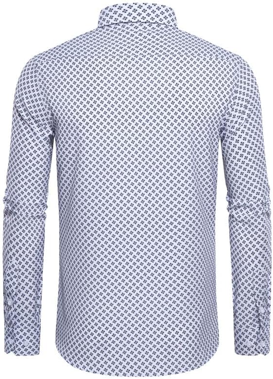 Mens Printed Dress Shirts 4-Way Stretch Long Sleeve Wrinkle Free Floral Casual Button Down Shirt - Image 2