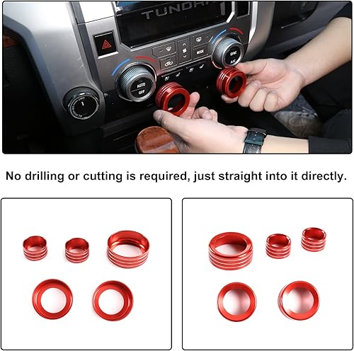 Miniatura 4 de 5 piezas de aleación de aluminio para perillas de aire acondicionado y estéreo, 4WD, compatibles con interruptor central de control de aire