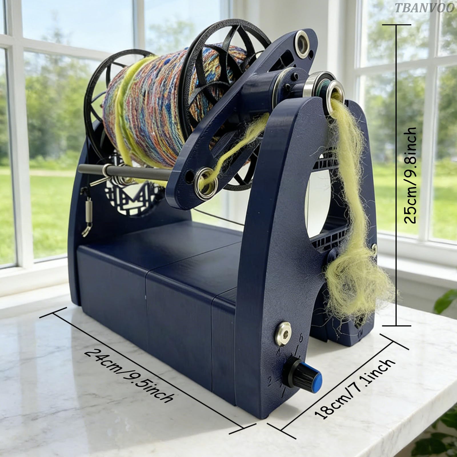 Elektrisches Spinnrad und Garnwinder mit 3 Spulen, Verstellbare Geschwindigkeit für Wolle, Tierhaare & Gemischte Vorgarne - Perfekt für DIY Heimwerken WithPedals