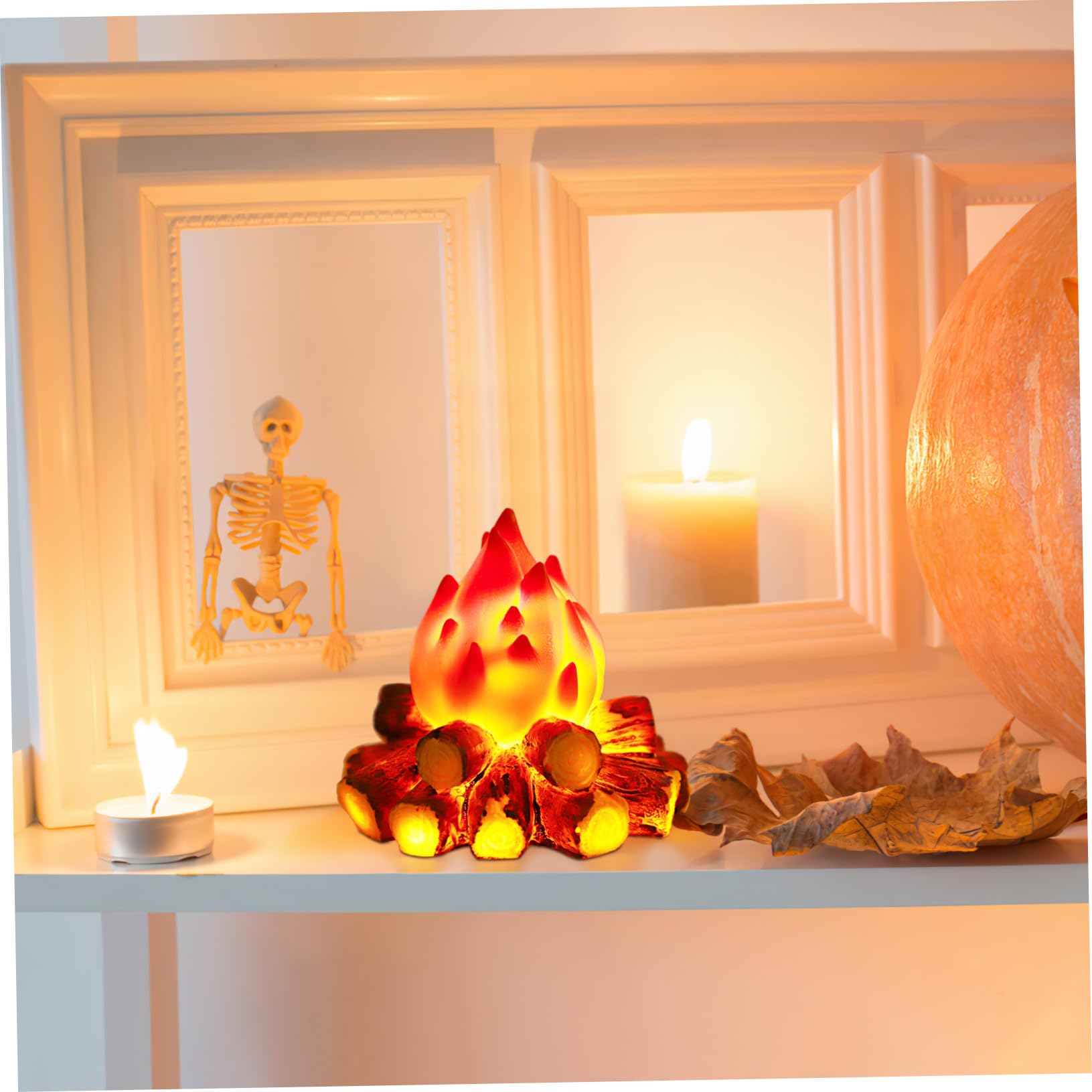 Alipis Lampada LED Simulazione di Fiamma per Mini Falò Luce Notturna Batteria per Interni Lampada Decorativa da Tavolo per Camera da Letto e Feste