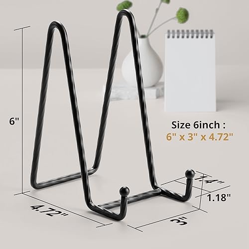 Miniatura 8 de YCLYC Soportes de fotos para exhibición, paquete de 3 soportes de placa de 3 pulgadas para exhibición, soporte de placa decorativa de metal negro,