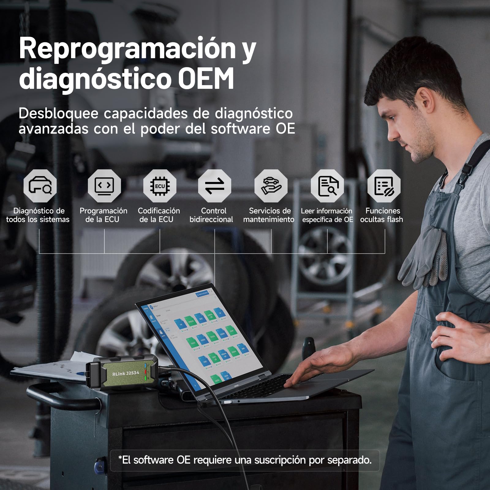 TOPDON RLink J2534 - Programador de Paso, Herramienta de reprogramación y diagnóstico OEM, J2534 VCI Mejorado, soporta J2534/D-PDU/CAN-FD/DoIP, Compatible con más de 13 Marcas de vehículos
