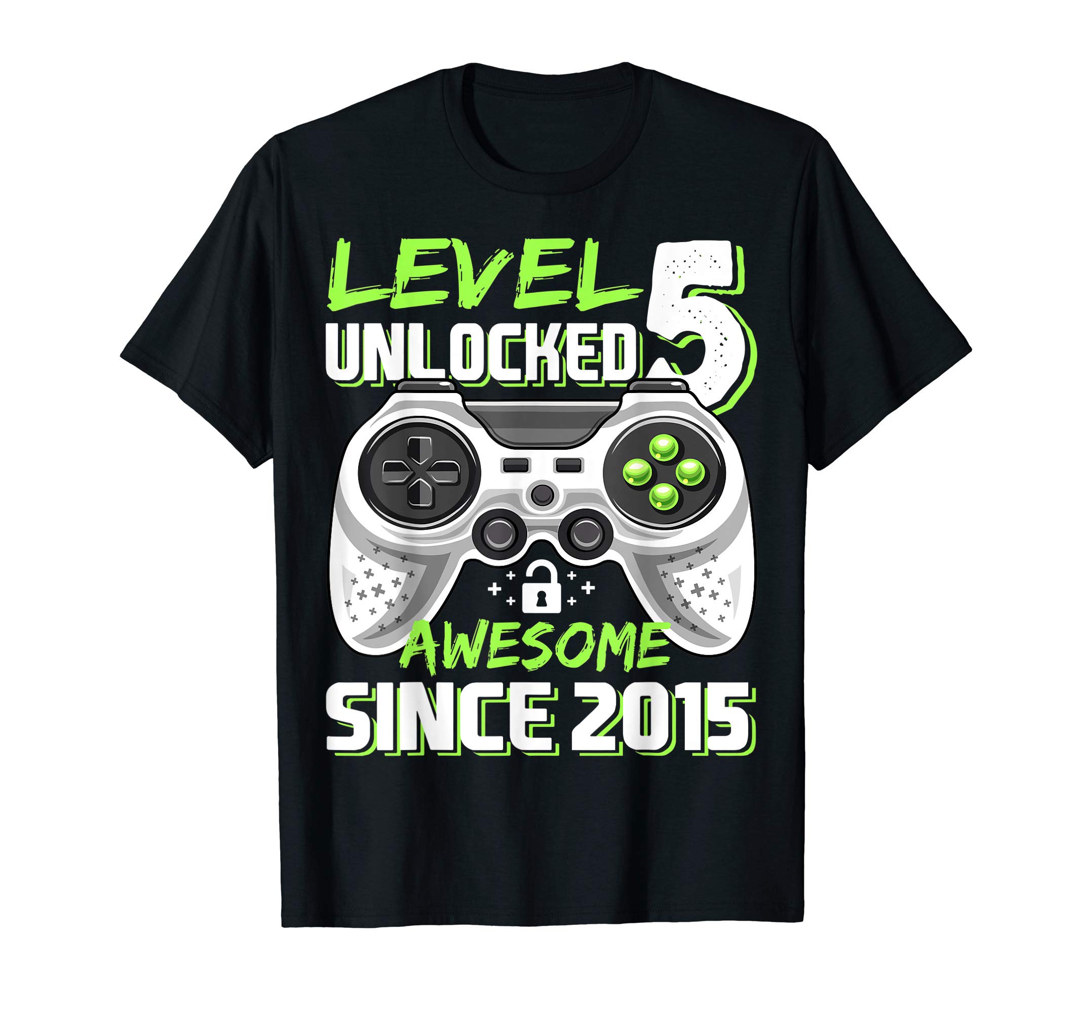 Level 5 Unlocked Awesome Since 2015 Video Game 5th Birthday T-Shirt