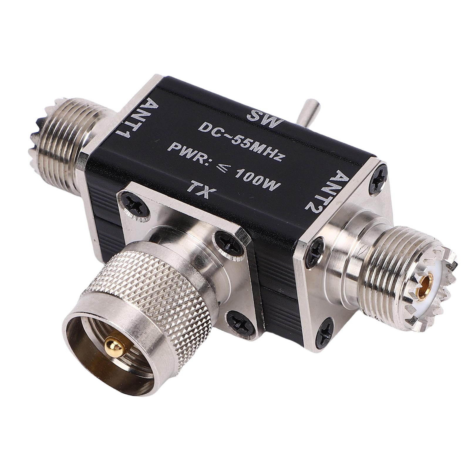 Ausla Commutatore per Antenna Coassiale, Commutatore Coassiale CB HAM a 2 Vie 100 W con Protezione di Interruzione e Messa a Terra per YouKits