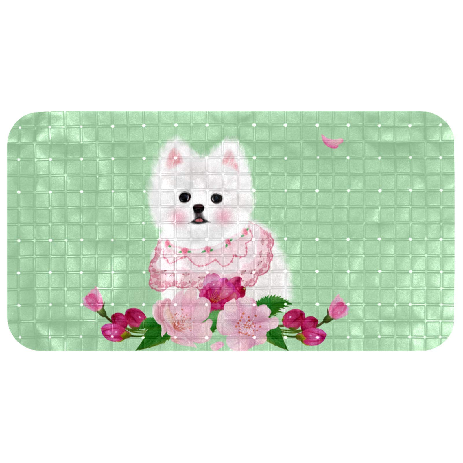 Alfombrilla de baño de 26.9 x 14.7 pulgadas antideslizante con diseño de perro pequeño