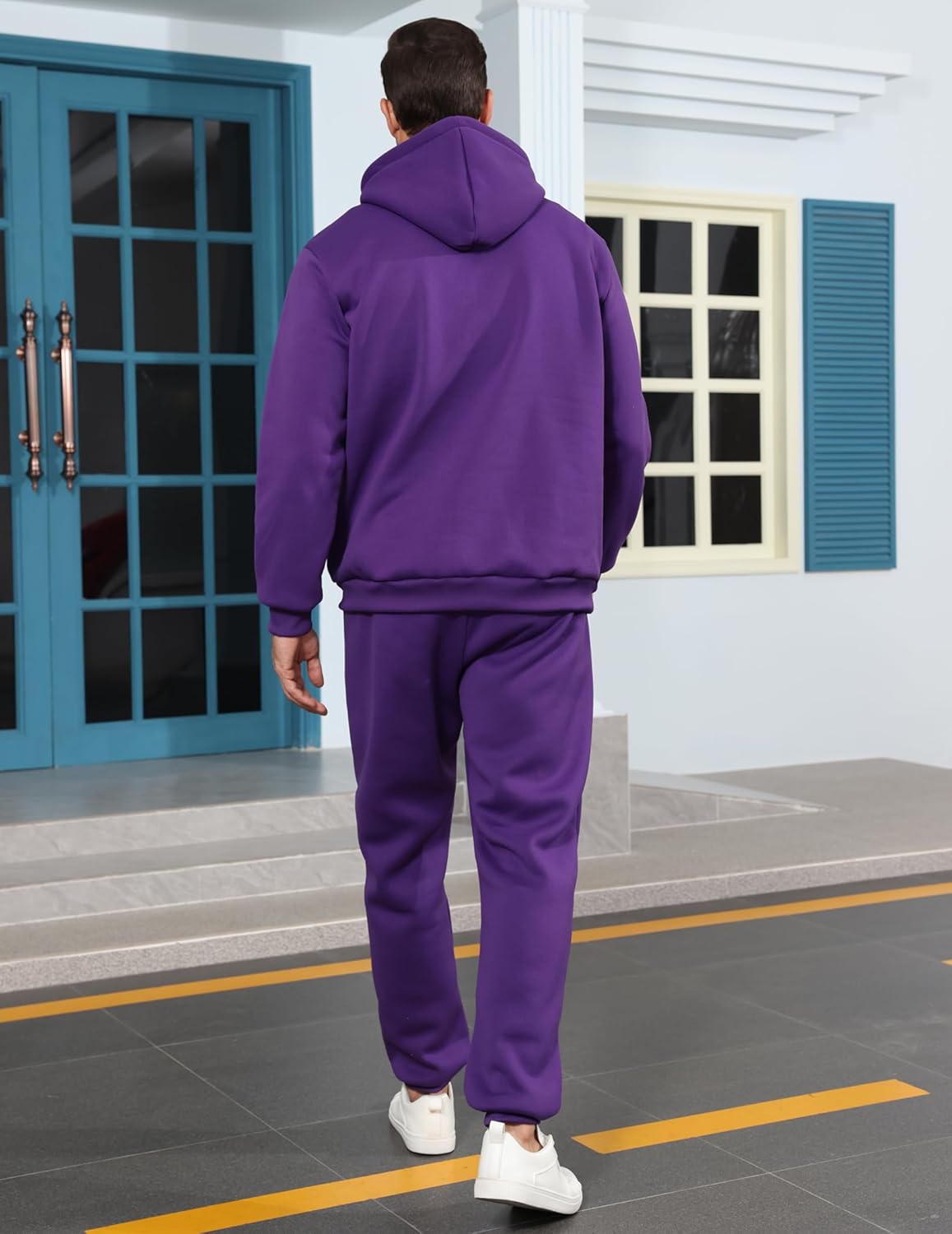 Men's Tacksuit 2-Piece Active Set Fleece Pullover Quarter Zip Sweatshirt and Sweatpants Jogging Sweatsuit Outfit