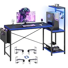 51.2 Gaming Desk with LED Lights, Black&Blue