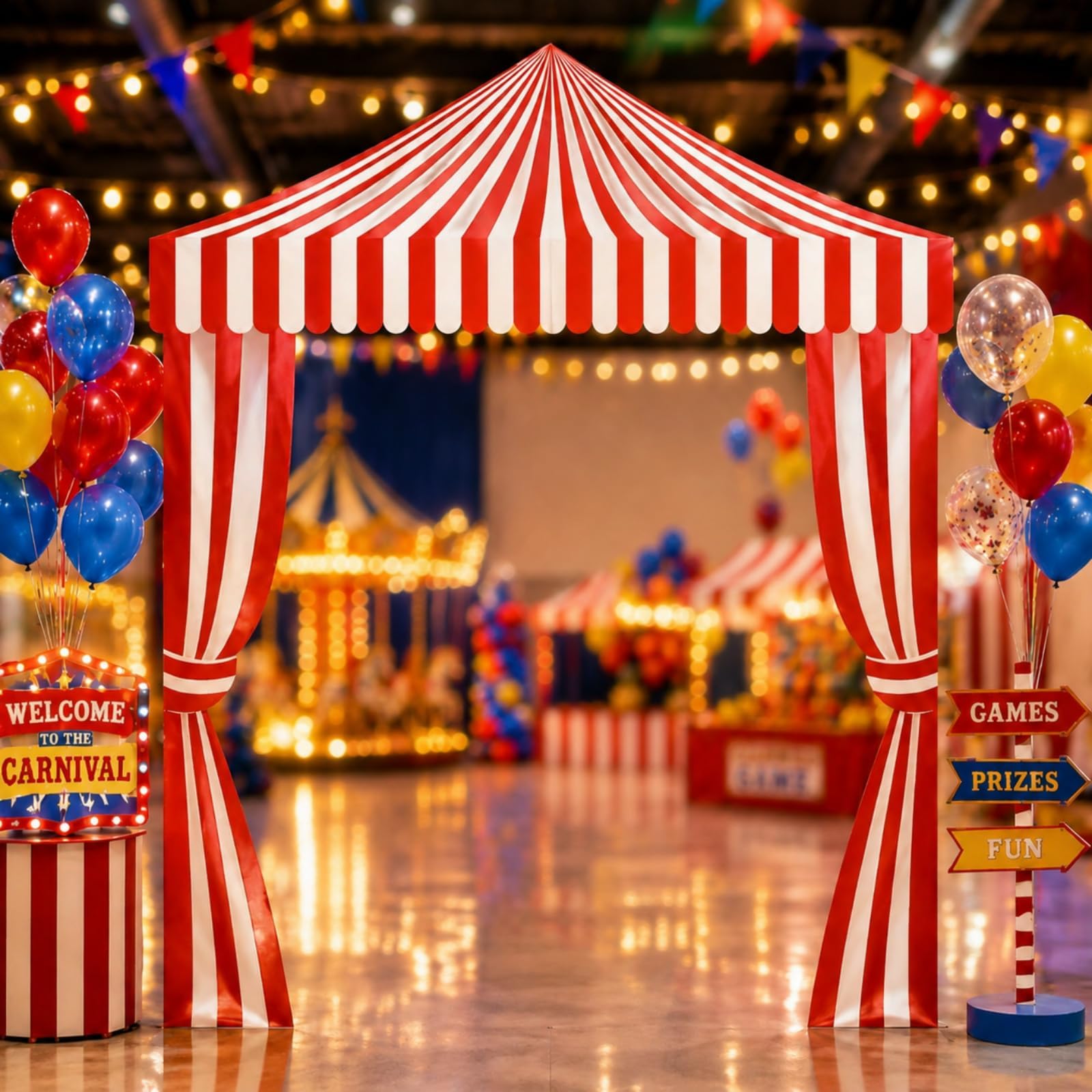 Ziliny 3 Pcs Circus Tent Halloween Carnival Party Awning, Striped Style