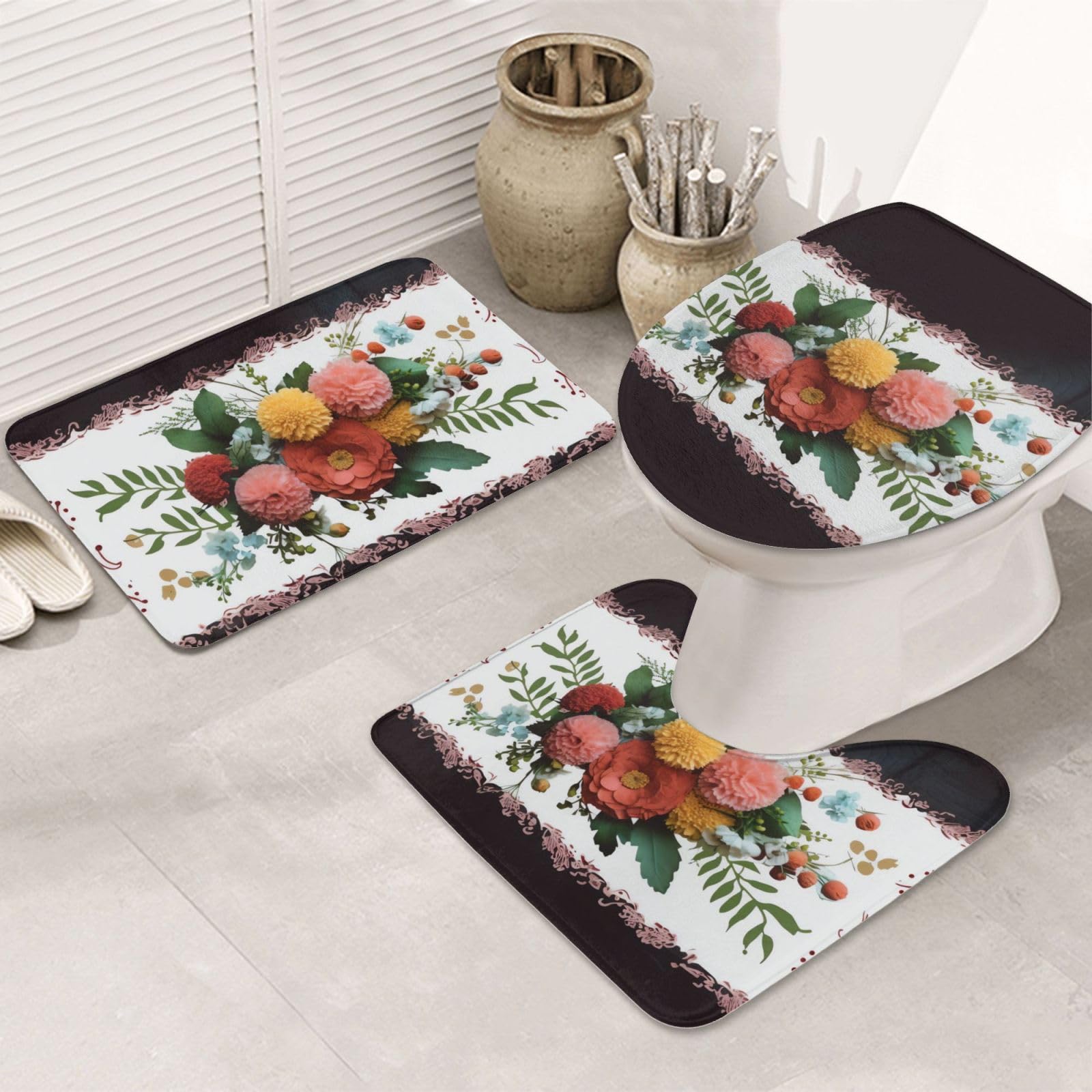 Tapis de bain en forme de U et tapis de douche absorbants pour sol de salle de bain