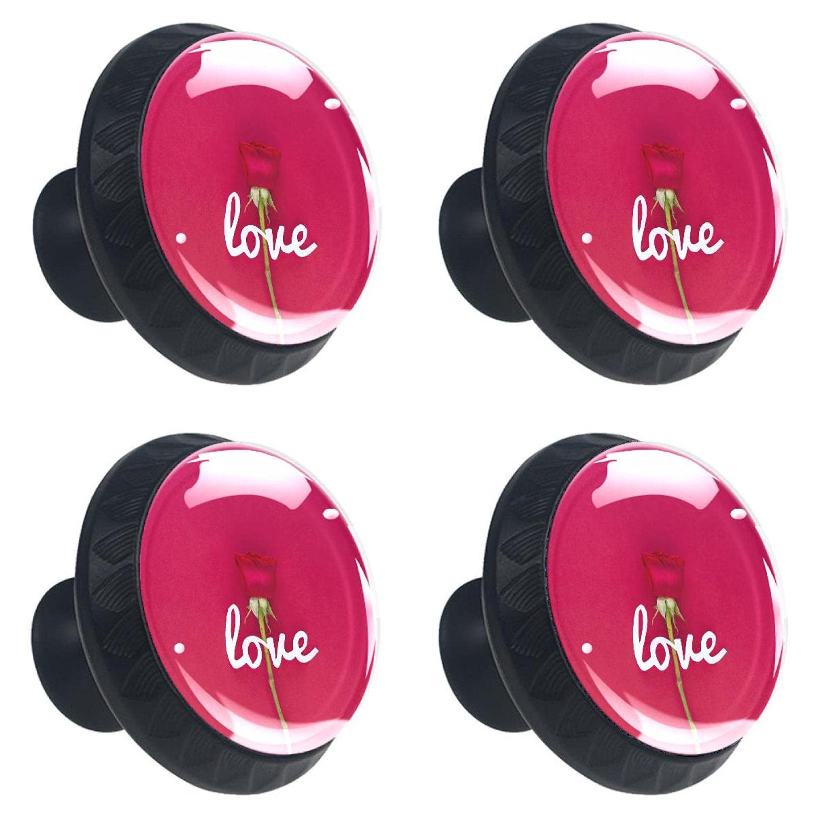 Bouton de tiroir en cristal 30 mm poignée meuble rose rouge x4