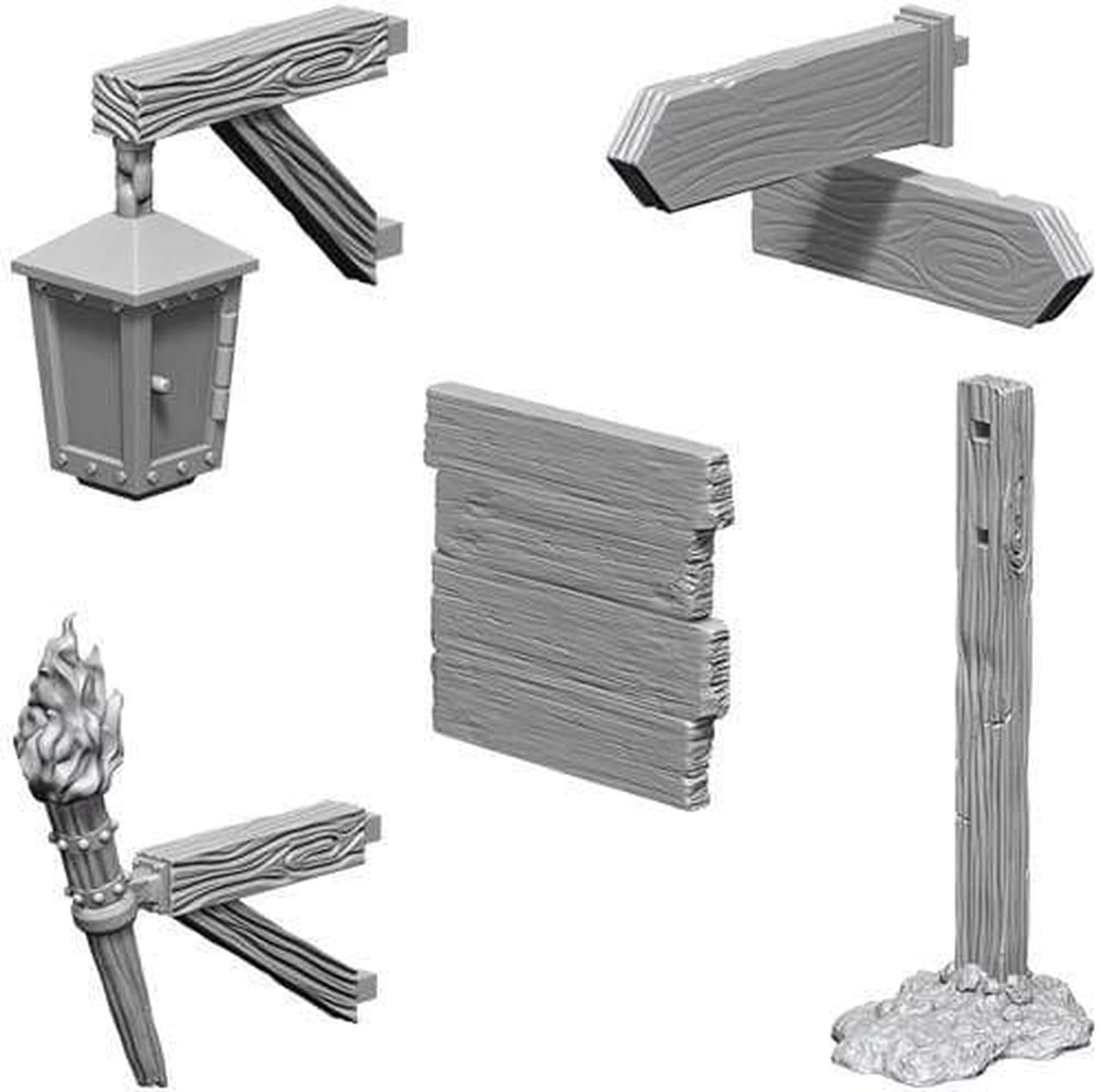 WizKids Deep Cuts Unpainted Miniatures Terrain: Wave 10: Signs & Lights
