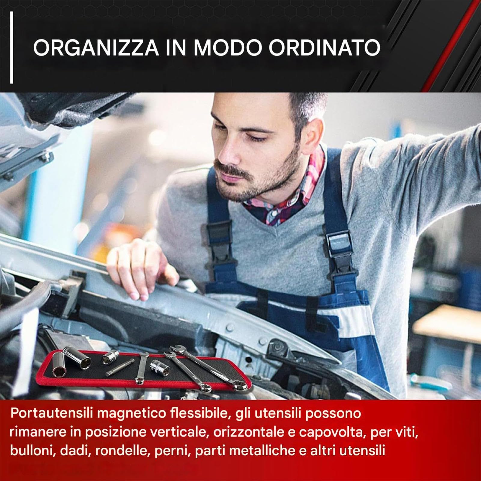 Alfombra Magnética para Herramientas Organizador de Tornillos, Pernos y | Almohadilla Magnética Flexible para Herramientas Taller, Reparación Automotriz, Met