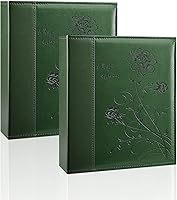 Vista 32 de Álbum de fotos de 8x10 pulgadas con bolsillos transparentes, cubierta de piel, álbum de fotos deslizable para 100 fotos verticales de 8x10, libro