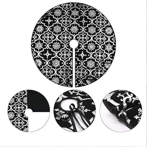 Miniatura 59 de Pie de árbol de Navidad FLASH WORLD, con estampado de nieve (color blanco, 36 pulgadas)