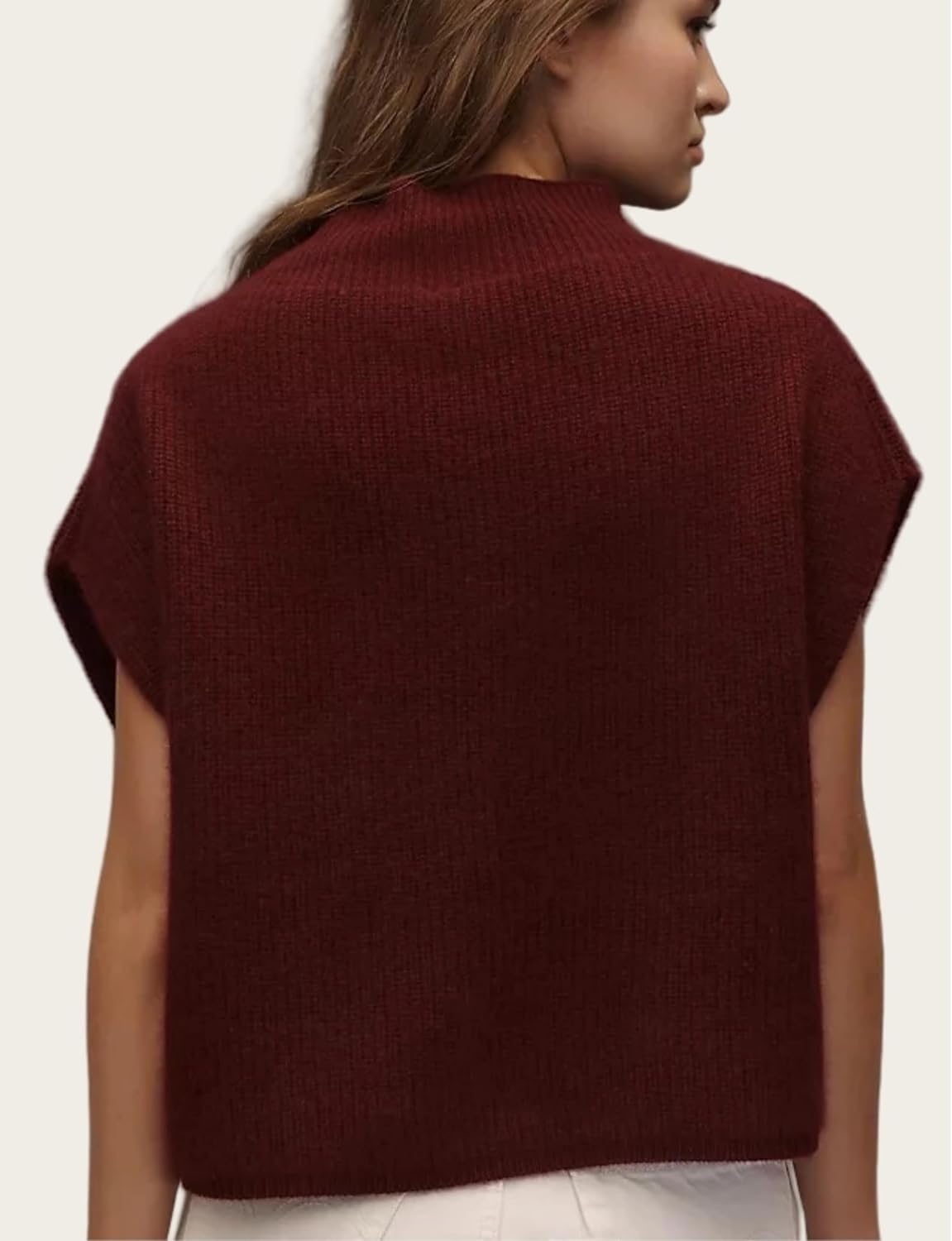 Women’s Oversized Knit Sleeveless Sweater Vest High Neck Pullover Ribbed Top Casual Fall Layering Knitwear - Image 2
