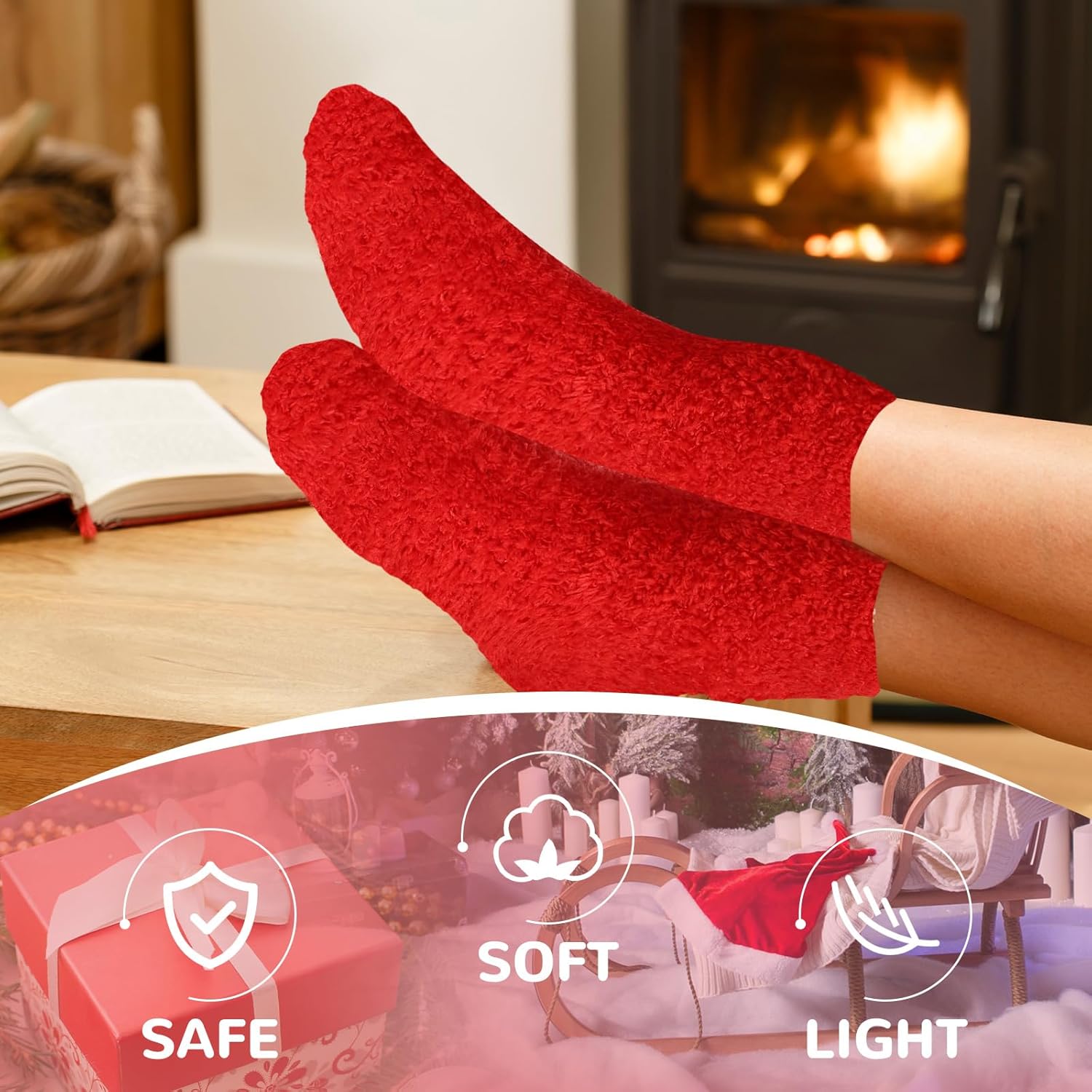 Geyoga 7 Pairs of Fuzzy Socks for Women Warm Slipper Soft Plush Coral Fleece Socks for Winter Christmas - Image 4