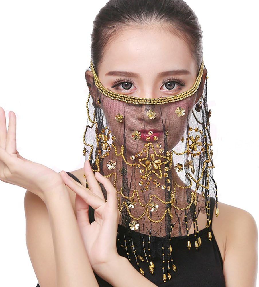 Belly Dance Face Veil India Dance Outfit Halloween Carnival Costumes Head Face Veil - Image 3