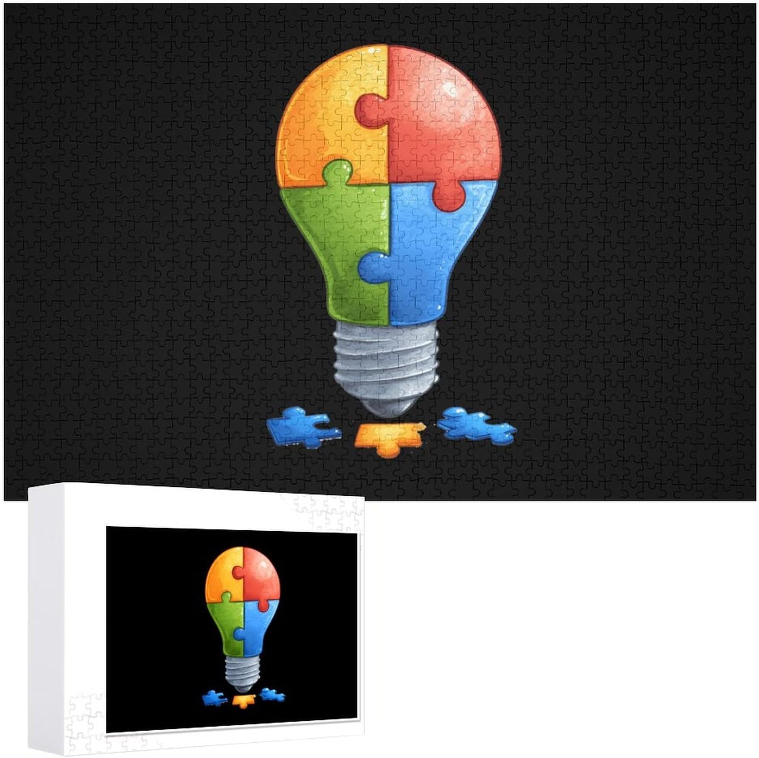 Autism Awareness Puzzle Piece Love Needs No Words Puzzles for Adults 1000 PCS Wooden Jigsaw Puzzle Wall Decor Christmas