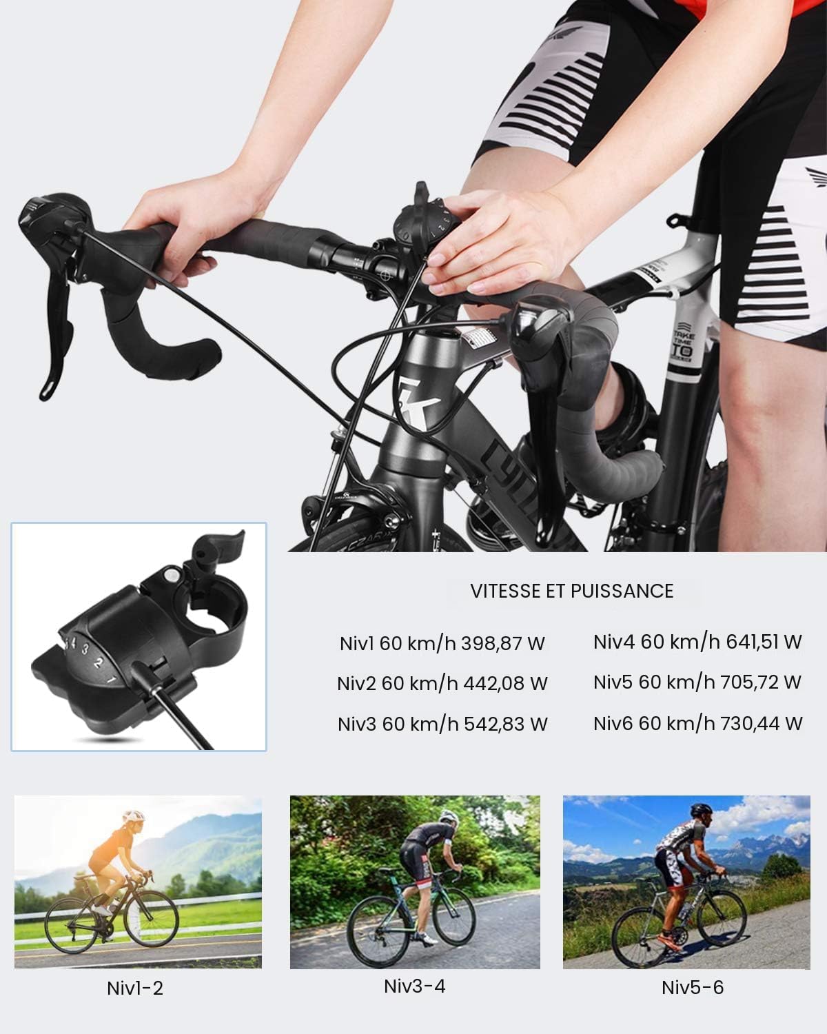 Support D'entraînement Vélo Magnétique MT-04BLACK - Capacité 150 Kg, 6 Niveaux, Pour VTT Et Route